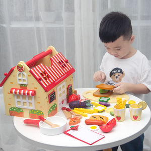 Jouet de cuisine en bois pour enfants, jeu d'imitation de <span class=keywords><strong>restaurant</strong></span> occidental, fruits et légumes à découper, jouets éducatifs en bois pour enfants - Product Image 5