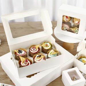 <span class=keywords><strong>Caja</strong></span> de Papel Kraft Blanca y Marrón con Ventana Transparente, Pequeño Contenedor de Regalo para Postres, Recubrimiento UV, Proveedor de Cajas de Regalo para Postres - Product Image 3