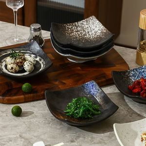 Japanese Restaurant Sushi <b>Plate</b> <b>Black</b> White Porcelain Rectangle Glazed Microwave Safe Appetizer <b>Plate</b> Sashimi Tray Kitchen Dish - Product Image 3