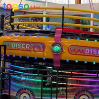 Manège Disco Fou à Entraînement Mécanique pour Enfants, Hauteur Personnalisable, 16 Places, Vitesse Réglable, Acier/Fibre de Verre