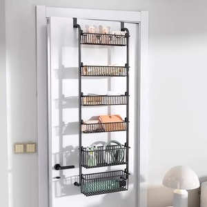 Étagère murale simple en métal, panier suspendu pour la maison, multifonctionnel, sans perforation, pour salle de bain, 5 niveaux - Product Image 3
