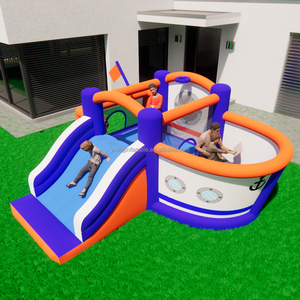 <span class=keywords><strong>Castillo</strong></span> inflable para niños con tema náutico, con tobogán largo, trampolín y pozo de bolas - Product Image 4