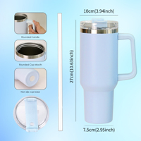 Cadeaux de mariage pour les invités Souvenirs 30 oz 40 oz Sublimation Blanks Gobelet à eau avec poignée couvercle paille