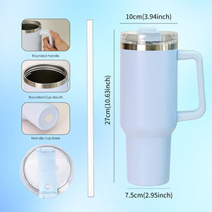 ゲスト用ウェディングギフトお土産30オンス40オンス昇華ブランクウォータータンブラーハンドル付きふたストロー - Product Image 3