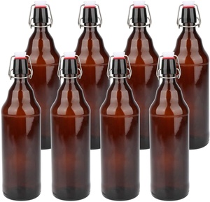 Bottiglia Ambrata da 1 Litro con Tappo a Scatto, Bottiglia con Chiusura Ermetica per Kombucha, Birra, Soda, Kefir, Senza Perdite - Product Image 4