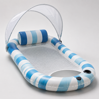 Transat gonflable pour piscine avec auvent pour adultes, flotteur aquatique en PVC recouvert de tissu avec centre et dossier en maille, logo personnalisé