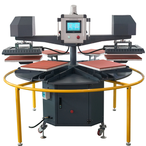 Automatische 6-station T-shirt transferpers, pneumatische fabrieks-carrousel transferpers voor T-shirt bedrukking - Product Image 3