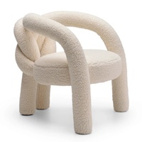 Fauteuil contemporain en tissu Teddy avec structure en fer et design à nœuds bouclés - Chaise de salle à manger pour la maison, le bureau et l'appartement