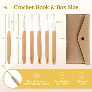 Knitting Tools Different Sizes Needlework Solid Wood Handle Metal Hook Crochet Hook - Product Image 2