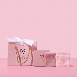 Lionwrapack Custom Logo Printed Cardboard Ring Necklace Earring Jewelry Packaging Boxes Set With Pouch