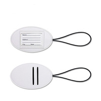Étiquette de bagage ovale en cuir PU personnalisable avec logo, cordon élastique multicolore, étiquette de carte d'embarquement vierge, carte de signature, grande taille, direct usine
