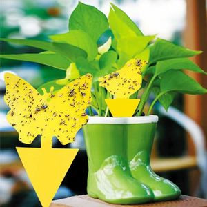 Piège collant en forme de papillon jaune pour les mouches des fruits dans les plantes du jardin, plaque de contrôle des parasites jetable en papier - Product Image 1