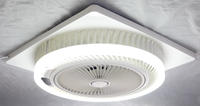 Kipas Angin Plafon LED Warna Putih Harga Murah Aliran Udara Besar AC 14 inci 60*60 dengan Timer dan Remote Control untuk Pasar Arab Saudi
