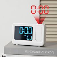 180 °   Jam Alarm LCD Proyeksi Berputar dengan Tampilan Suhu dan Kelembapan, Proyektor Langit-Langit Digital, Jam Meja Alarm Ganda OEM