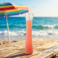 Gobelet réutilisable écologique en PET de 500 ml en forme de cocotier avec paille spirale et couvercle pour le camping et la randonnée en extérieur