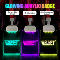 Insignia LED Profesional Multifuncional para Eventos con Luz de Fiesta y Grabado de Logotipo Personalizado para Etiquetas de Nombre de Convenciones (Plástico)