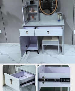 Modern Simple Bedroom Furniture Makeup <b>Dressing</b> <b>Table</b> <b>With</b> LED Light Mirror Multi <b>Storage</b> Drawers - Product Image 5