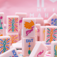 Jeu de Mahjong américain My Fair Mahjong, tuiles en mélamine à motifs floraux roses, tuiles colorées à motifs d'animaux sauvages naturels pour le divertissement