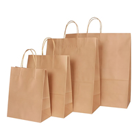 Emballages à emporter écologiques, jetables, recyclables et biodégradables personnalisés, sacs en papier kraft pour la restauration rapide avec poignées