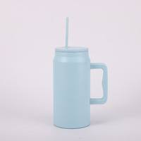Bouteille d'eau en acier inoxydable en forme de canette avec logo personnalisé, double paroi isolée sous vide, avec poignée, maintien thermique de 6 à 12 heures
