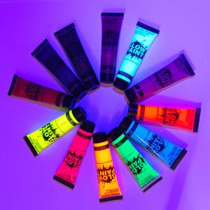 สีเพ้นท์หน้าและผิวกายเรืองแสงในที่มืดแบบยูวี สีรุ้งวิบวับ สำหรับแต่งหน้าฮาโลวีน อุปกรณ์เพ้นท์ร่างกาย - Product Image 5