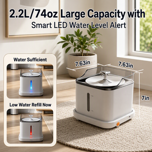 Fontaine à eau pour animaux de compagnie Tuya WiFi App 2,2 L avec surveillance de la santé à distance, capteur radar, pompe silencieuse sans fil, filtre et alertes pour chats et chiens - Product Image 5