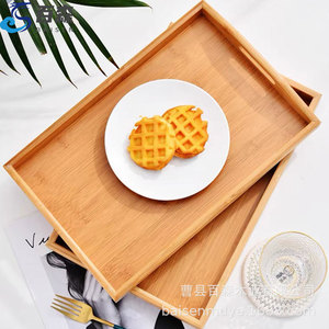 Plateaux de service en bambou, bois naturel, rectangulaires, avec poignées, pour le thé, le café, la salle à manger, style moderne minimaliste - Product Image 3