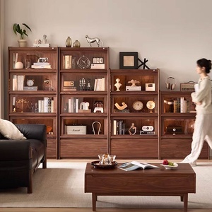 Mueble de Almacenamiento de Lujo para Sala de Estar, Estilo Medieval, de Madera Sólida, con Puertas de Vidrio, Estantes Ajustables y Protección Contra el Polvo - Product Image 2