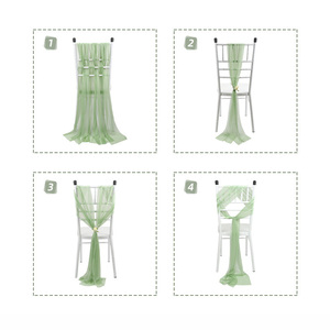Tenda in garza moderna e resistente <span class=keywords><strong>YR</strong></span> con motivo floreale, decorazione per sedie da matrimonio in chiffon di perle per allestimenti scenografici nuziali - Product Image 3