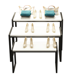 Metalen Frame Houten Board Kleding Winkel 3 Delige Hoge-Lage Schoenen Kledingstuk Handtas Broek Display Tafel - Product Image 1