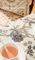 Nappe carrée en lin beige clair à motifs floraux et oiseaux en relief, durable et écologique, idéale pour les dîners de Thanksgiving