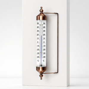 Thermomètre domestique intérieur/extérieur en cuivre couleur laiton avec échelle, design antique, en métal - Product Image 4