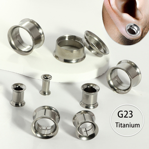 G23titanium Đồng hồ đo tai đường hầm đôi loe thịt cắm Bông tai cấy ghép y tế phẫu thuật thép bên ngoài cắm xuyên đồ trang sức - Product Image 3