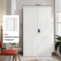 Armoire en acier à 2 portes battantes pour salon, chambre, bureau à domicile, cloison réglable, couleur personnalisable, serrure à 3 points, extensible