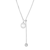 Collier long en argent plaqué 925 avec pendentif goutte d'eau en nacre, chaîne serpent, pour femme, design minimaliste et tendance