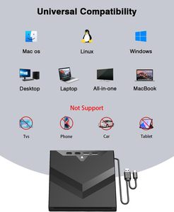 Lecteur de <span class=keywords><strong>DVD</strong></span> externe 8-en-1 portable USB 3.0 avec lecteur/graveur de <span class=keywords><strong>CD</strong></span>/<span class=keywords><strong>DVD</strong></span> et lecteur de carte SD/TF pour ordinateur portable Windows Linux MacOS - Product Image 5