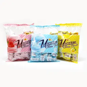 High quality popular milk 376g biscuits and cookies cream filling macaroon sandwich biscuits packaging