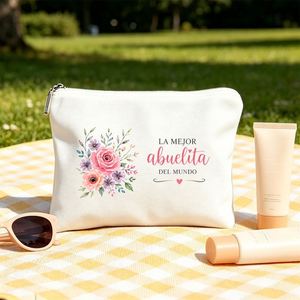 Bolsa de cosméticos en español adecuada para mujeres, bolsa de maquillaje con cierre de cremallera, artículos de tocador compactos, regalo para mamá e hijas - Product Image 6