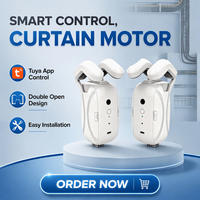 Moteur de rideau électrique intelligent et élégant avec télécommande RF à batterie et chargement Type-C pour tringle romaine et rail à crochet, idéal pour la maison et l'hôtel
