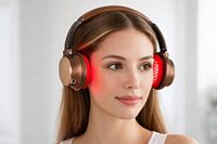 Casque de luminothérapie rouge premium Biothm REDFLEX PRO pour oreilles, mâchoire, 650/850/940nm infrarouge, TMJ, dents, gorge, cou, rechargeable