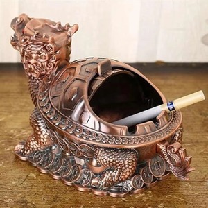 Posacenere Europeo Retrò a Forma di Tartaruga Drago, Creativo e di Tendenza, Sferico in Metallo Multifunzionale per Ufficio, Casa e Soggiorno con Coperchio - Product Image 6