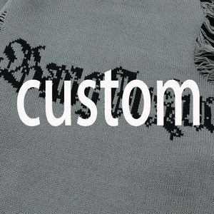 Pull décontracté à col rond en tricot jacquard ample et délavé pour homme, style streetwear - Product Image 5