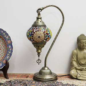 Lámpara de mesa DIY de mosaico de vidrio turco a mano sin cortar de color original-Ideal para formación de equipos, actividades de pareja entre padres e hijos - Product Image 5