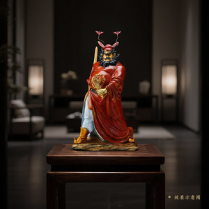 Zhong Kui Brass Statue Painted Figure Tabletop <b>Decor</b> Home Living Room Ornament - Product Image 1