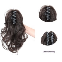 Extension de cheveux synthétiques bouclés en fibre inflammable, queue de cheval, avec design portable facile à appliquer, boucles courtes, demi-attachées, effet vague d'eau