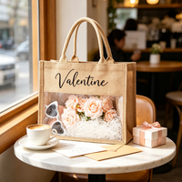 Sacs cadeaux de mariage en lin transparent avec logo personnalisé, décorations pour demoiselles d'honneur, 1 pièce minimum de commande