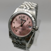 Montre de plongée personnalisée pour homme 36/39 mm, mouvement SEILOCE NH35, bracelet résistant à l'eau 5 bars, cadran analogique en cristal avec chiffres arabes