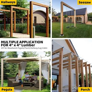 DIY 90 °   Supports d'angle droits pour gazebos, patios, porches, chalets en bois, support de pergola en forme de L 4"x4" - Product Image 6