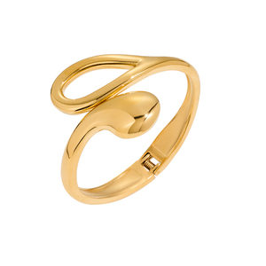 Phóng Đại 18K Vàng Mạ Đồ Trang Sức Kim Loại Nặng Kích Thước Lớn Mịn Ôm Hình Mùa Xuân <span class=keywords><strong>Bangle</strong></span> Vòng Đeo Tay Thiết Lập Cho Phụ Nữ Phụ Kiện - Product Image 5