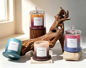 Vela Aromática <span class=keywords><strong>de</strong></span> Cera <span class=keywords><strong>de</strong></span> Soja con Cubierta <span class=keywords><strong>de</strong></span> Vidrio Degradado y Base <span class=keywords><strong>de</strong></span> Cúpula <span class=keywords><strong>de</strong></span> Vidrio, Hecha a Mano, Ecológica, Regalo <span class=keywords><strong>de</strong></span> Lujo para Pascua - Product Image 1